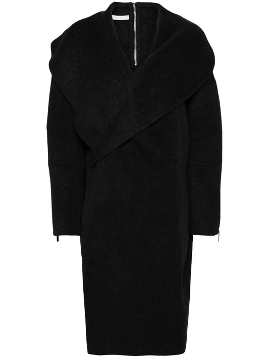 Zip-Details Wool Coat