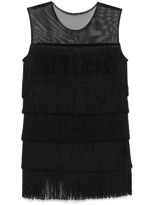 Fringed Sleeveless Mini Dress