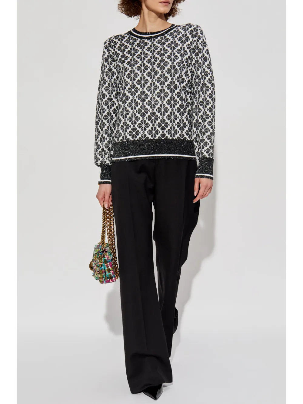 Monogram-Pattern Crew-Neck Sweater
