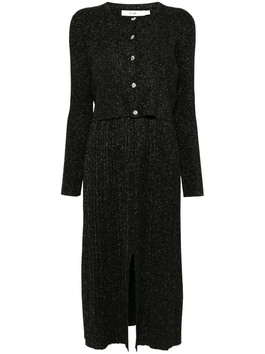Button-Up Glitter Cardigan Dress Set