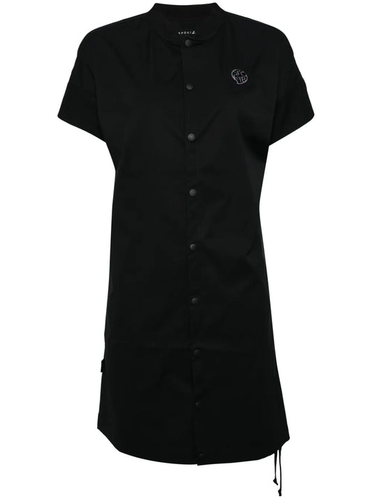 Baseball-Collar Shirt Dress
