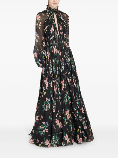 Botanical Draped Dress