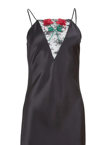 Vampire Rose Embroidered Slip Dress