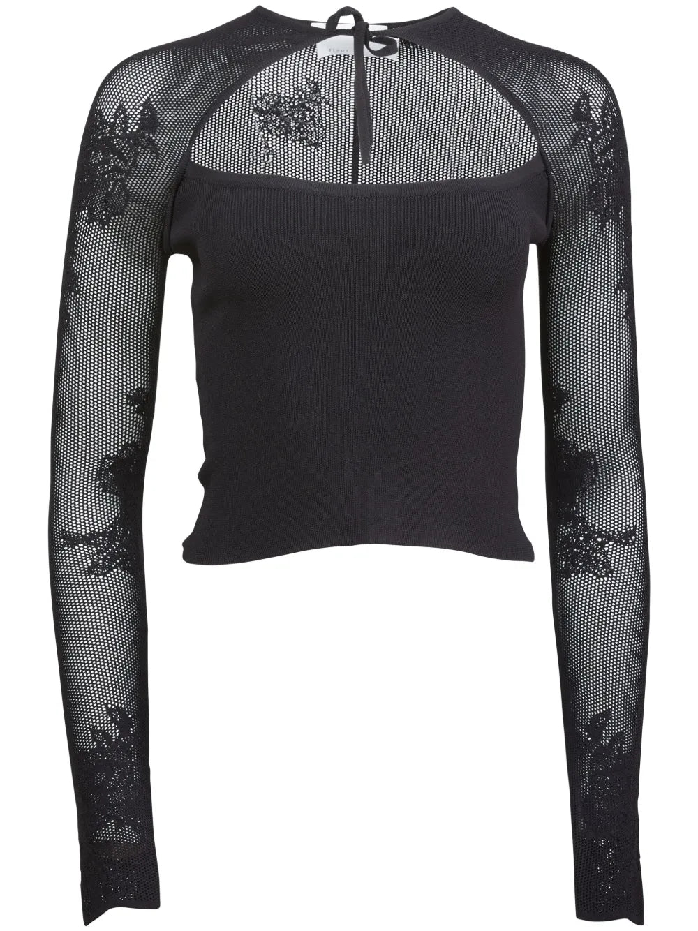 Pointelle-Knit Decollette Top