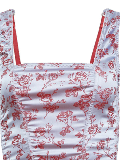 Rose-Jacquard Corset Top