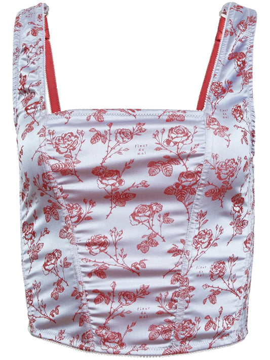 Rose-Jacquard Corset Top