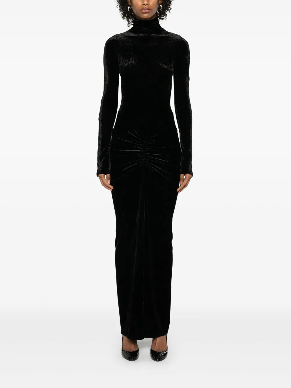 Velvet Draped Maxi Dress