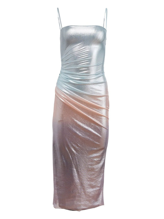 Ombré-Effect Metallic Dress