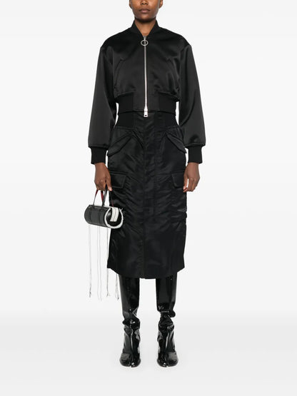 Ribbed-Waistband Cargo Skirt