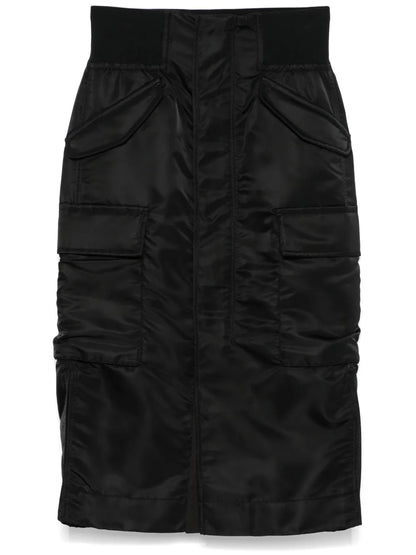 Ribbed-Waistband Cargo Skirt