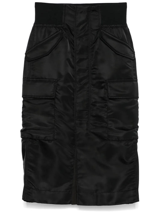 Ribbed-Waistband Cargo Skirt