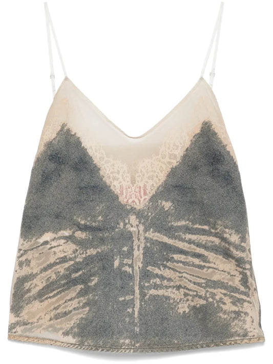 Distressed-Denim Tank Top