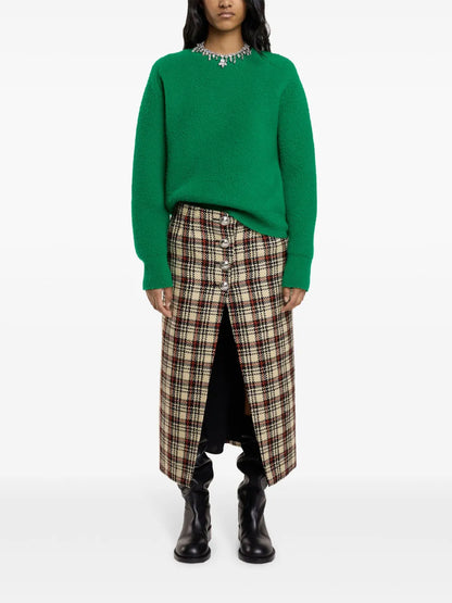 Tartan-Pattern Midi Skirt