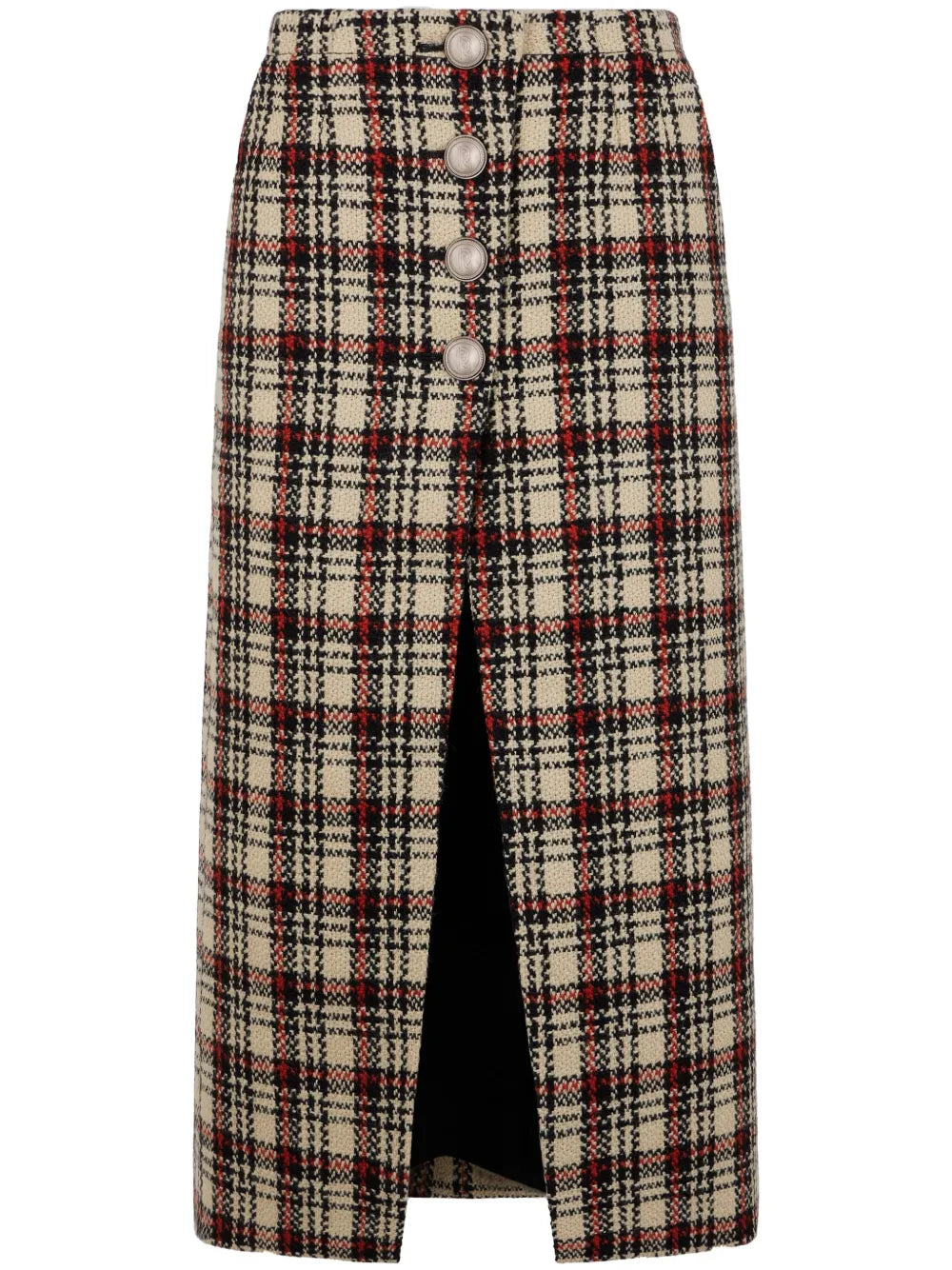 Tartan-Pattern Midi Skirt
