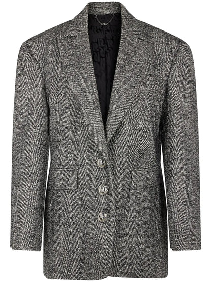 Herringbone-Pattern Wool Blazer