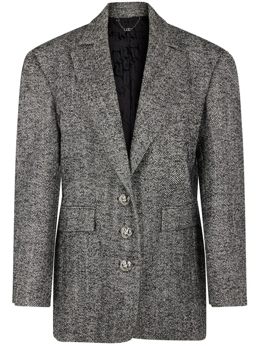 Herringbone-Pattern Wool Blazer