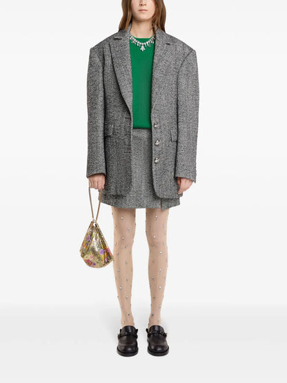 Herringbone-Pattern Wool Blazer
