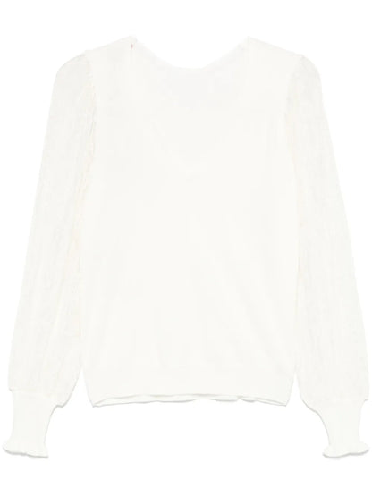 Dual-Use Lace-Sleeves Sweater
