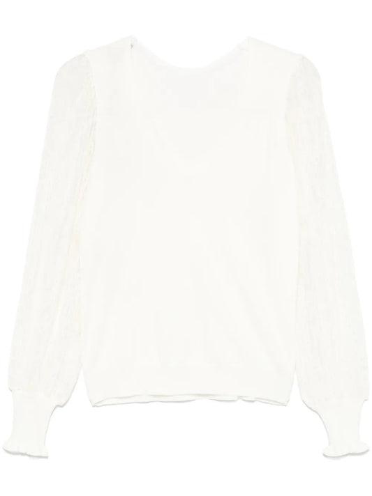 Dual-Use Lace-Sleeves Sweater