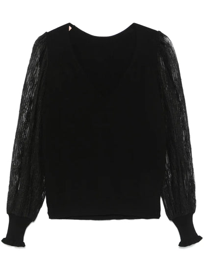 Dual-Use Lace-Sleeves Sweater