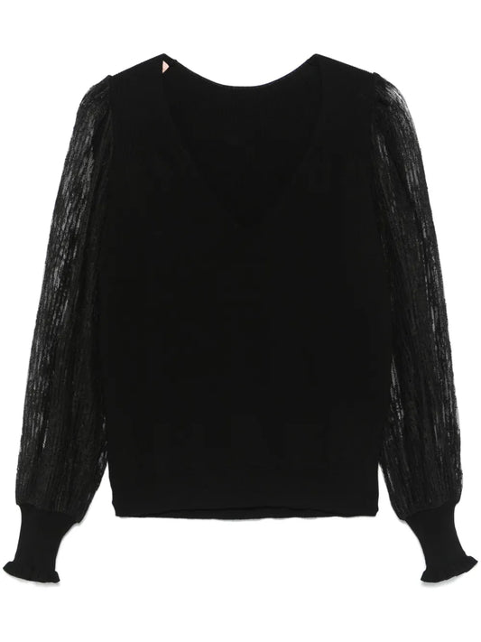 Dual-Use Lace-Sleeves Sweater