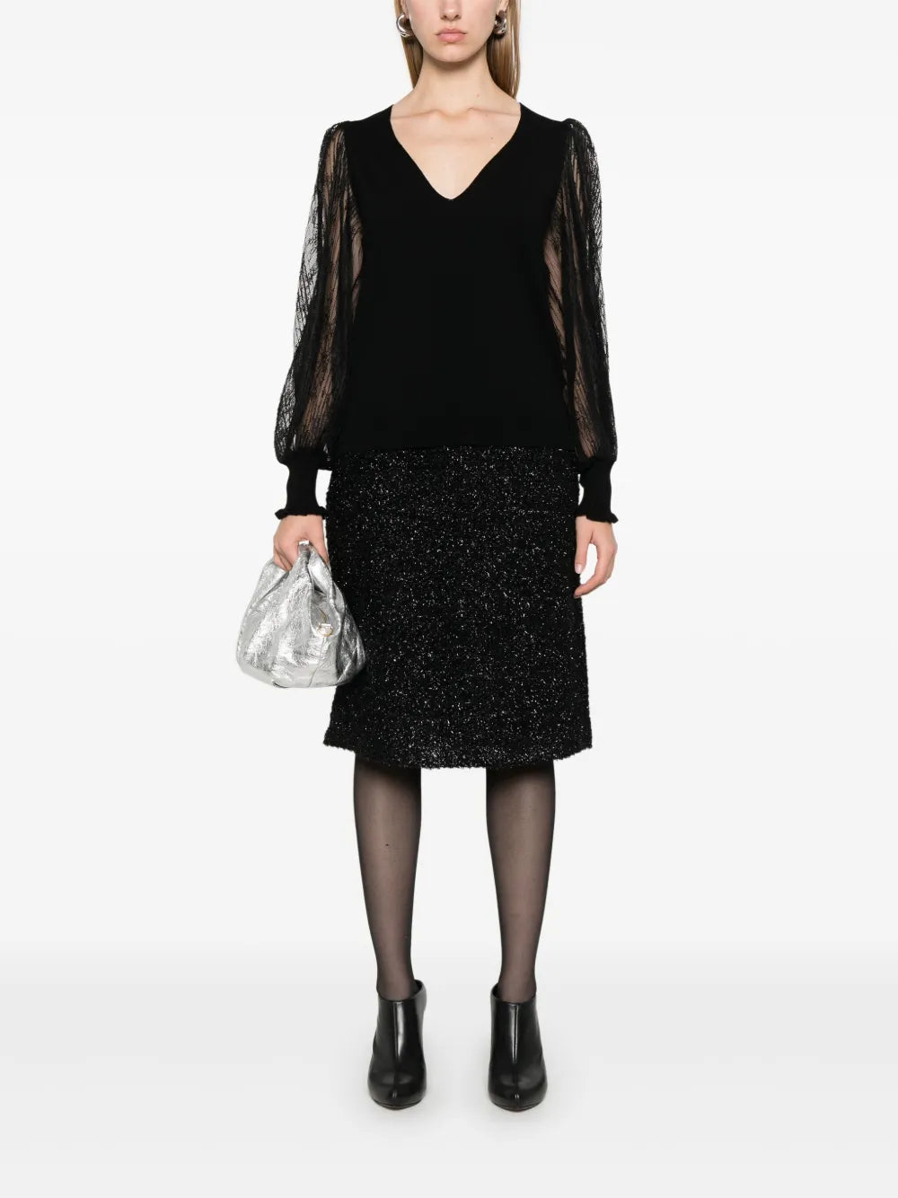 Dual-Use Lace-Sleeves Sweater