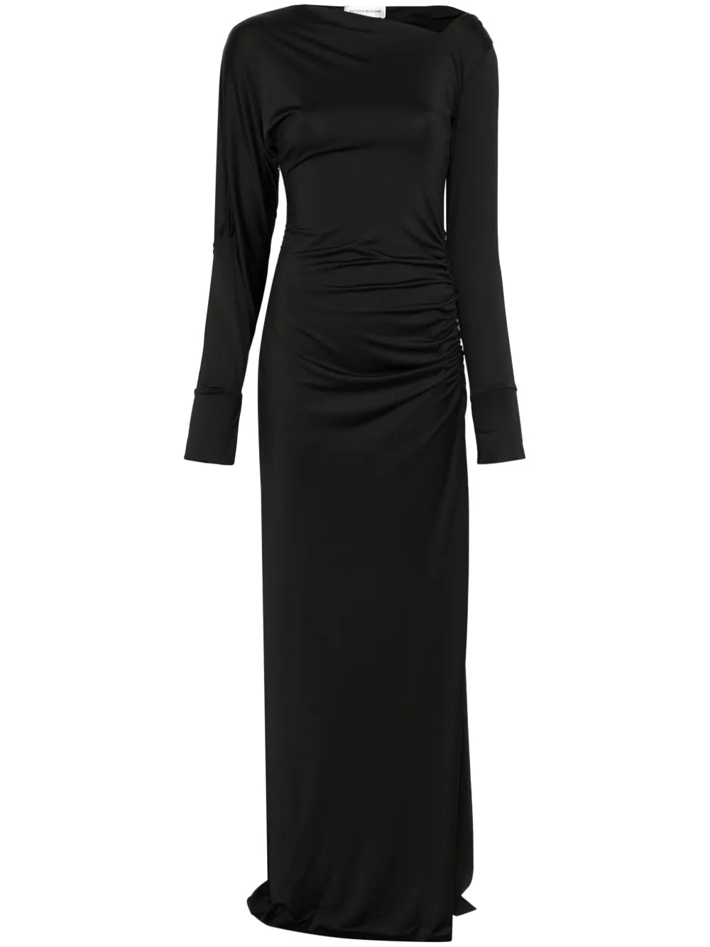 Asymmetric-Neck Maxi Dress
