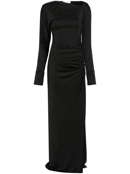 Asymmetric-Neck Maxi Dress