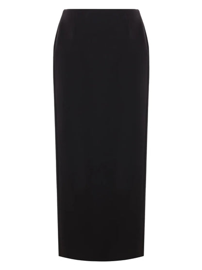 Logo-Plaque Wool Pencil Skirt