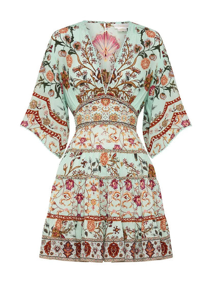 Printed Tiered Mini Dress