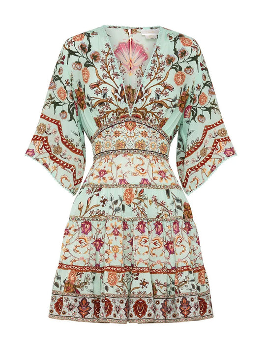 Printed Tiered Mini Dress