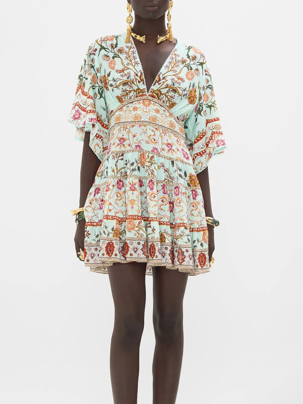 Printed Tiered Mini Dress