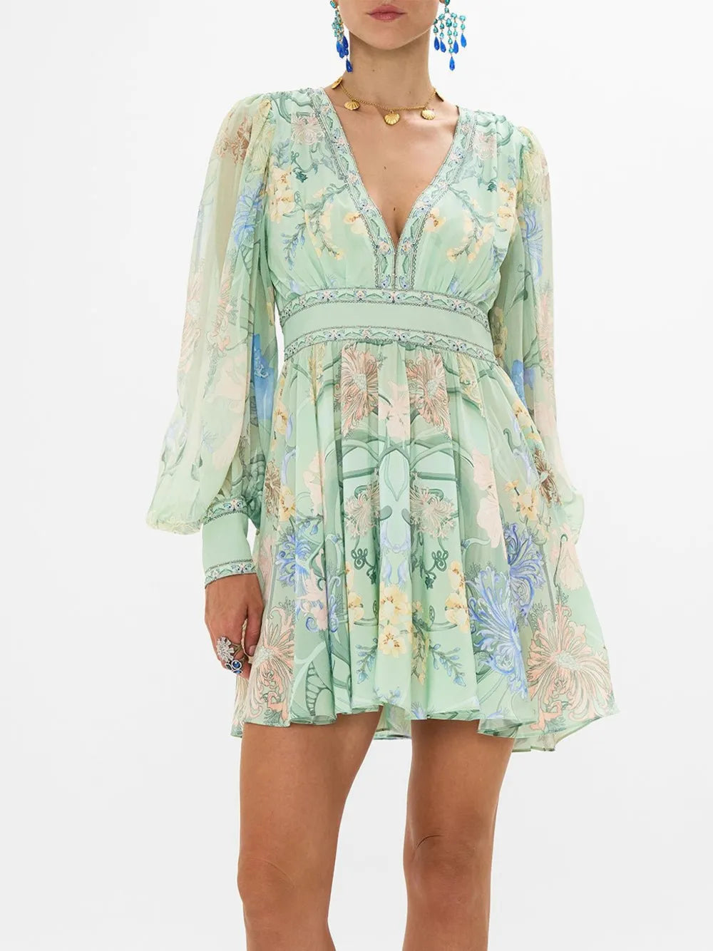 Printed Silk Mini Dress