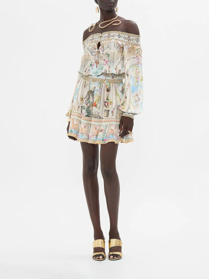 Printed Silk Mini Dress