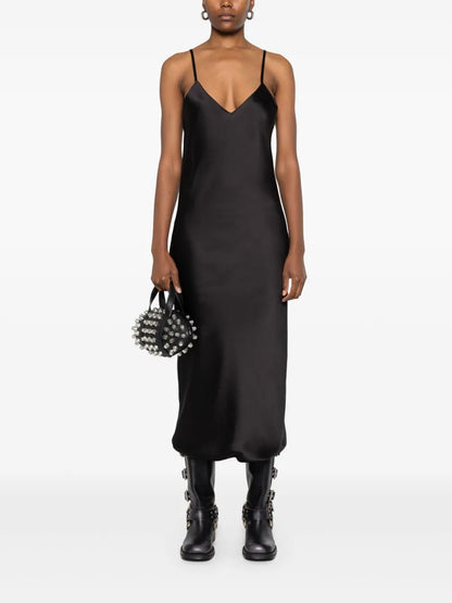 Bias-Cut Slip Midi Dress