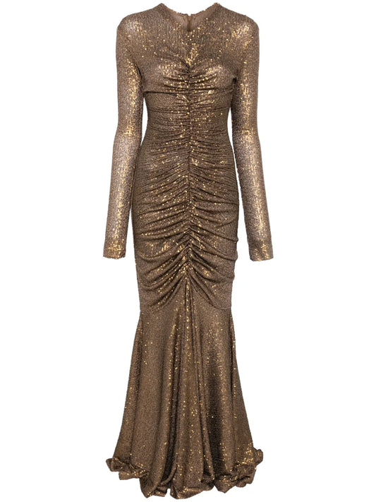 Long-Sleeve Fishtail Gown