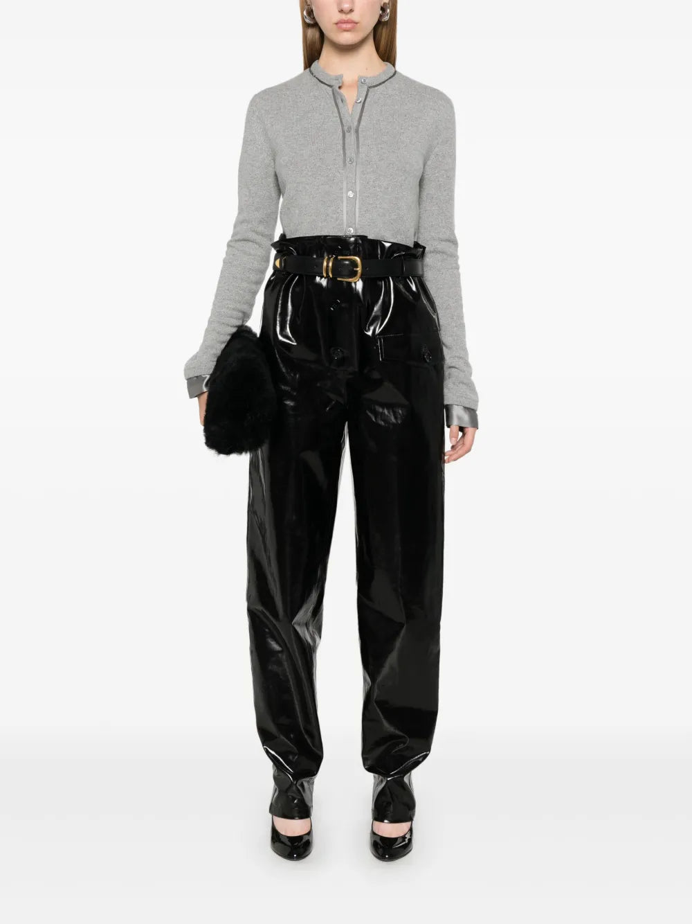Paperbag-Waist Coated Trousers