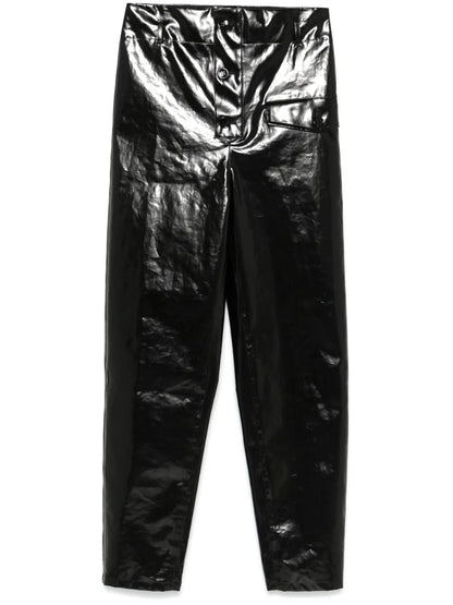 Paperbag-Waist Coated Trousers