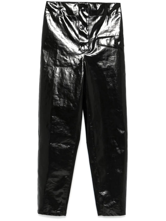 Paperbag-Waist Coated Trousers