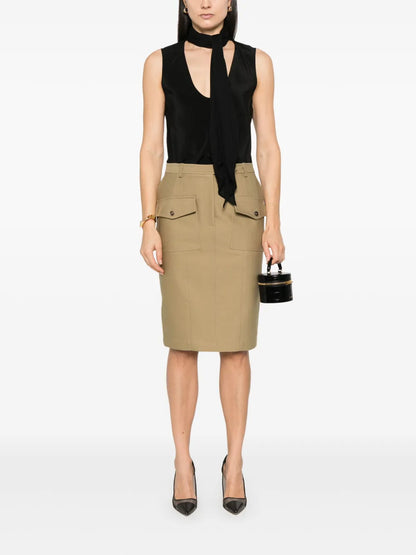 Twill Midi Skirt