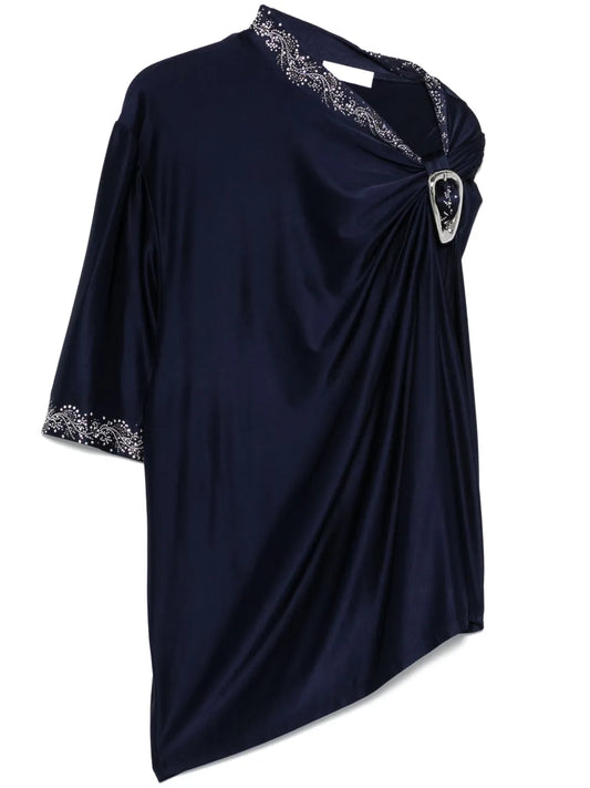Buckle-Detail Draped Top