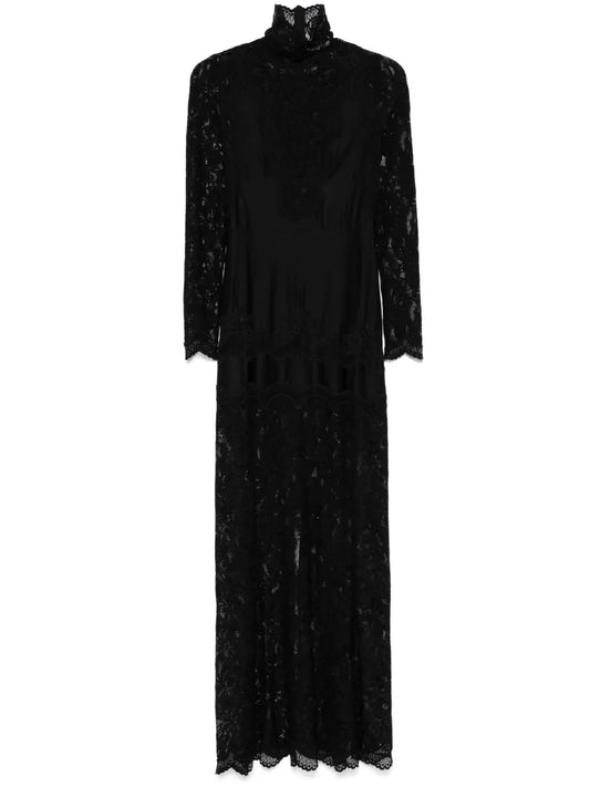 Floral Lace-Appliqué Maxi Dress
