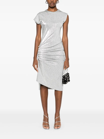 Draped Asymmetric Mini Dress