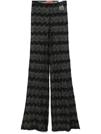 Crochet-Knit Flared Trousers
