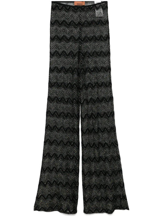 Crochet-Knit Flared Trousers