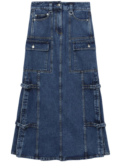 Denim Cargo Midi Skirt