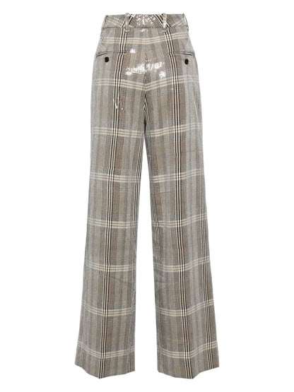Sequin Plaid Trouser