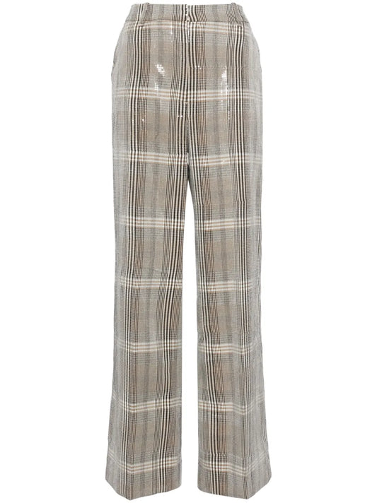 Sequin Plaid Trouser