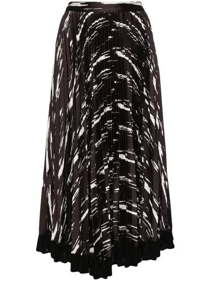 Abstract Wood Grain Pleated Skirt