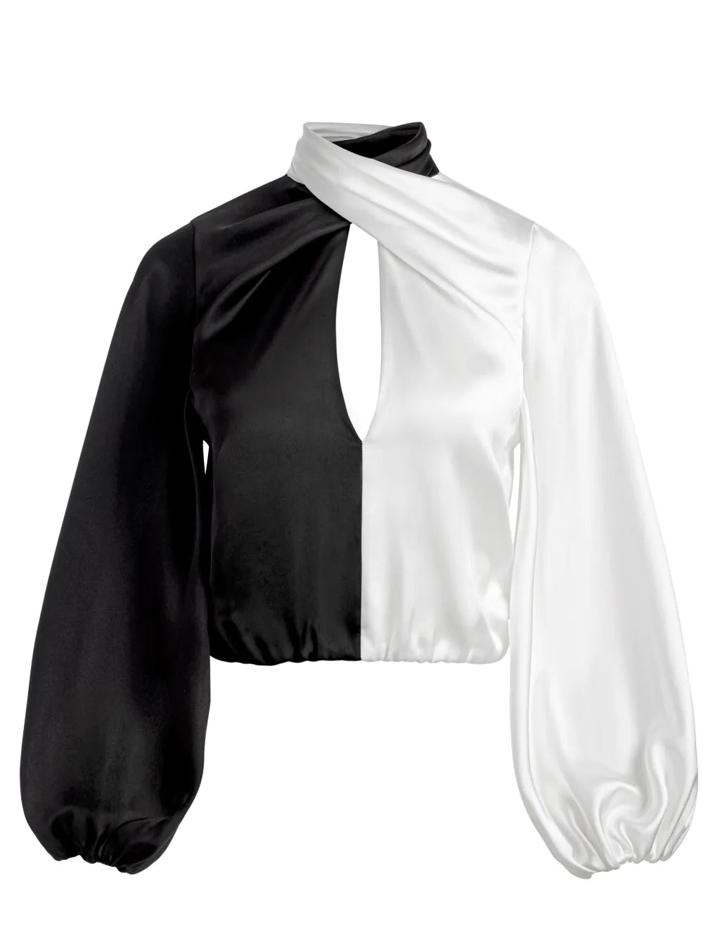 Mahogany Twist-Neck Cropped Top
